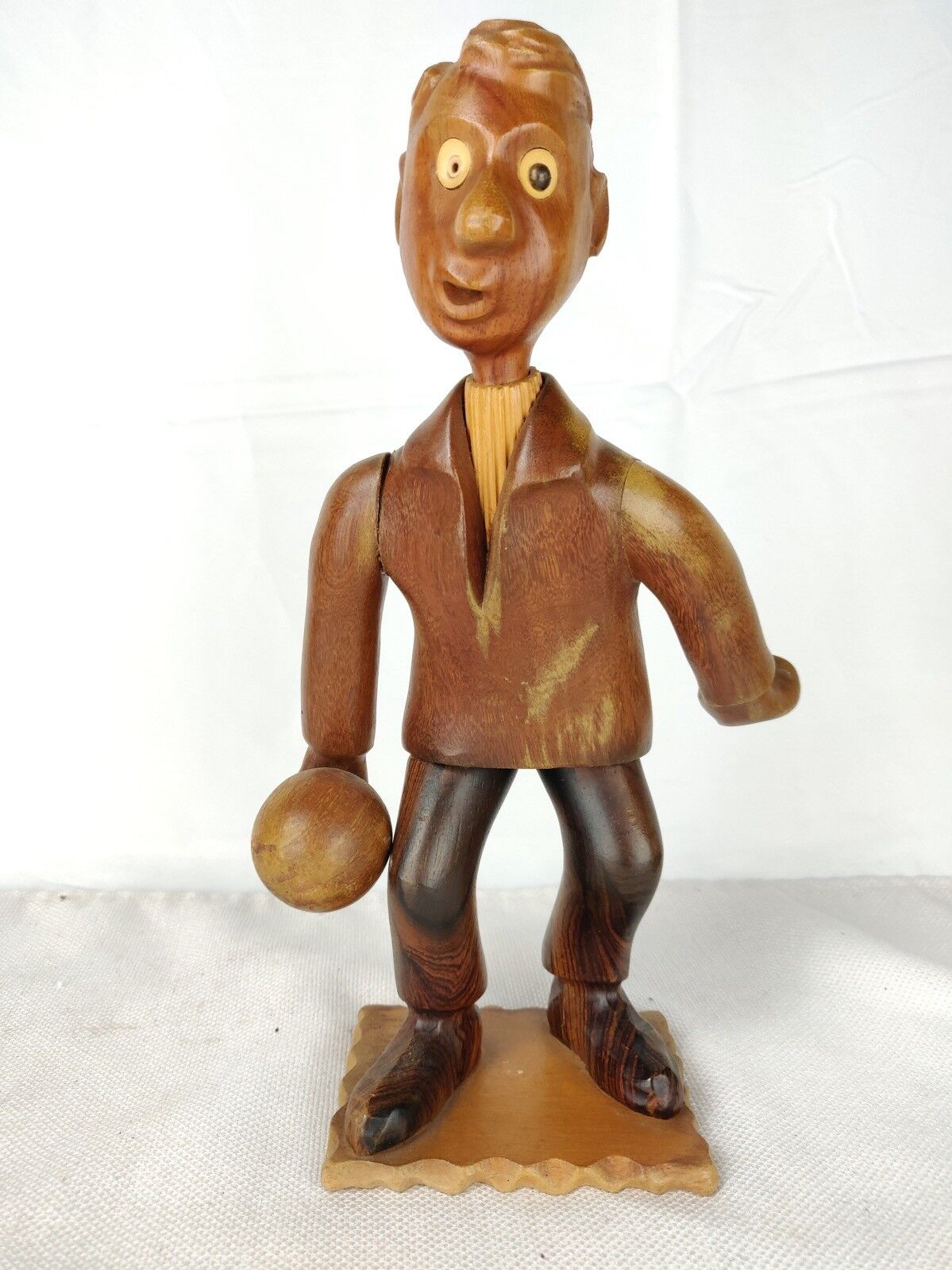 11 Inch Tall Wooden Romer Bowler Figurine Made in Italy