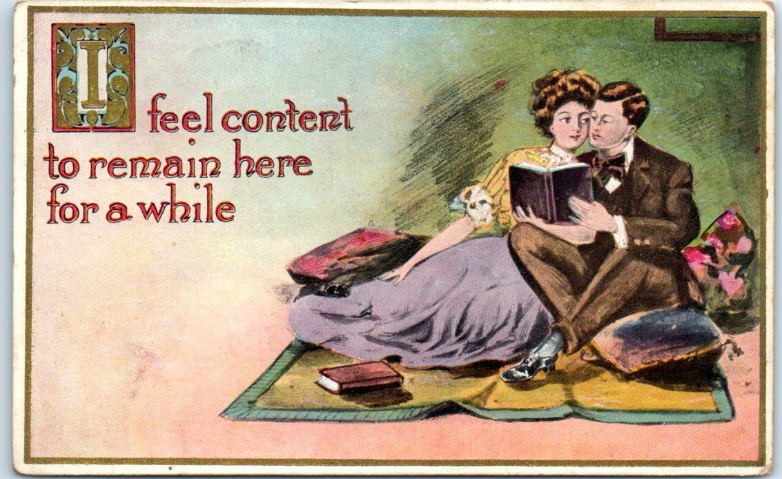 I feel content to remain here for a while-Love/Romance Greeting Card-Lovers Art