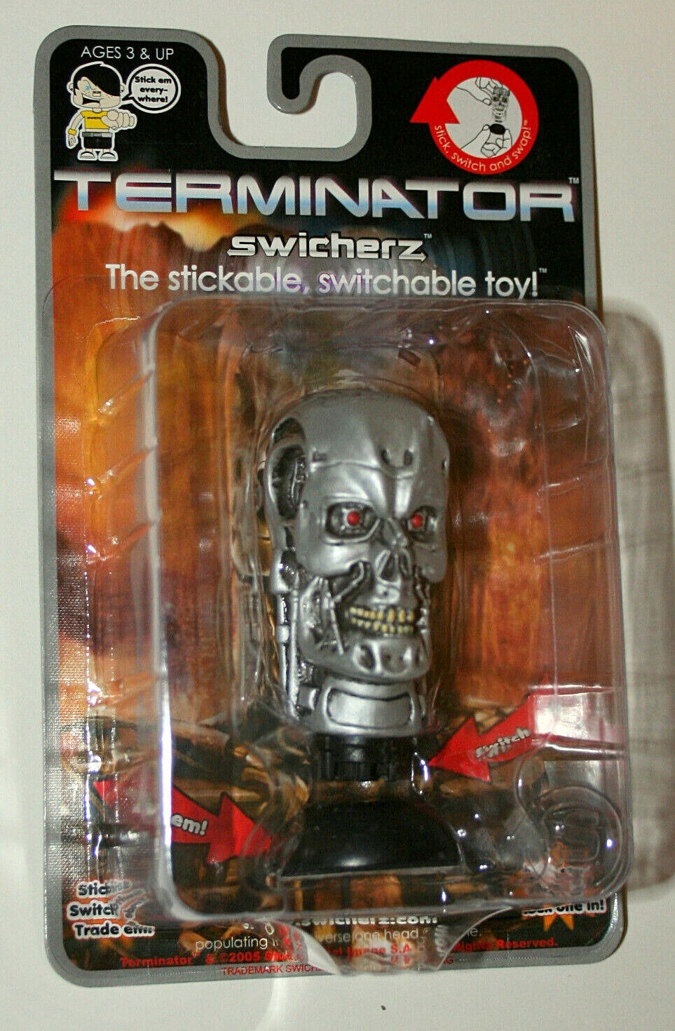 2005 Terminator T1 Exoskeleton Figure Head Swicherz Stickable Toy New NOS MOC