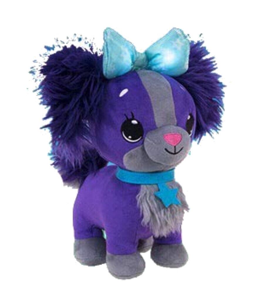 Wish Me Pets - Light Up LED Plush Stuffed Animals - Purple and Grey Cavalier Pup
