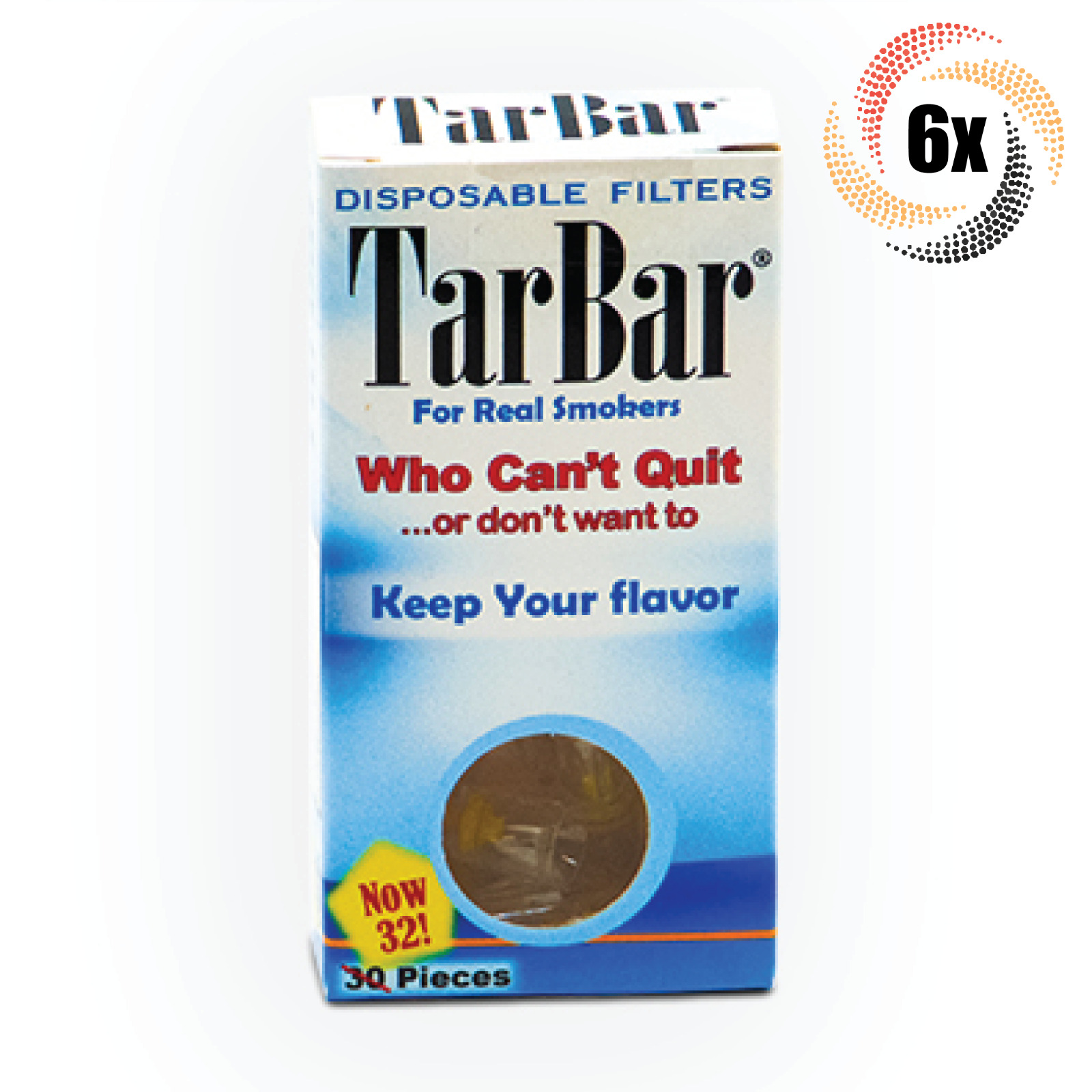 6x Packs TarBar Cigarette Disposable Filters | 32 Per Pack | Fast Shipping