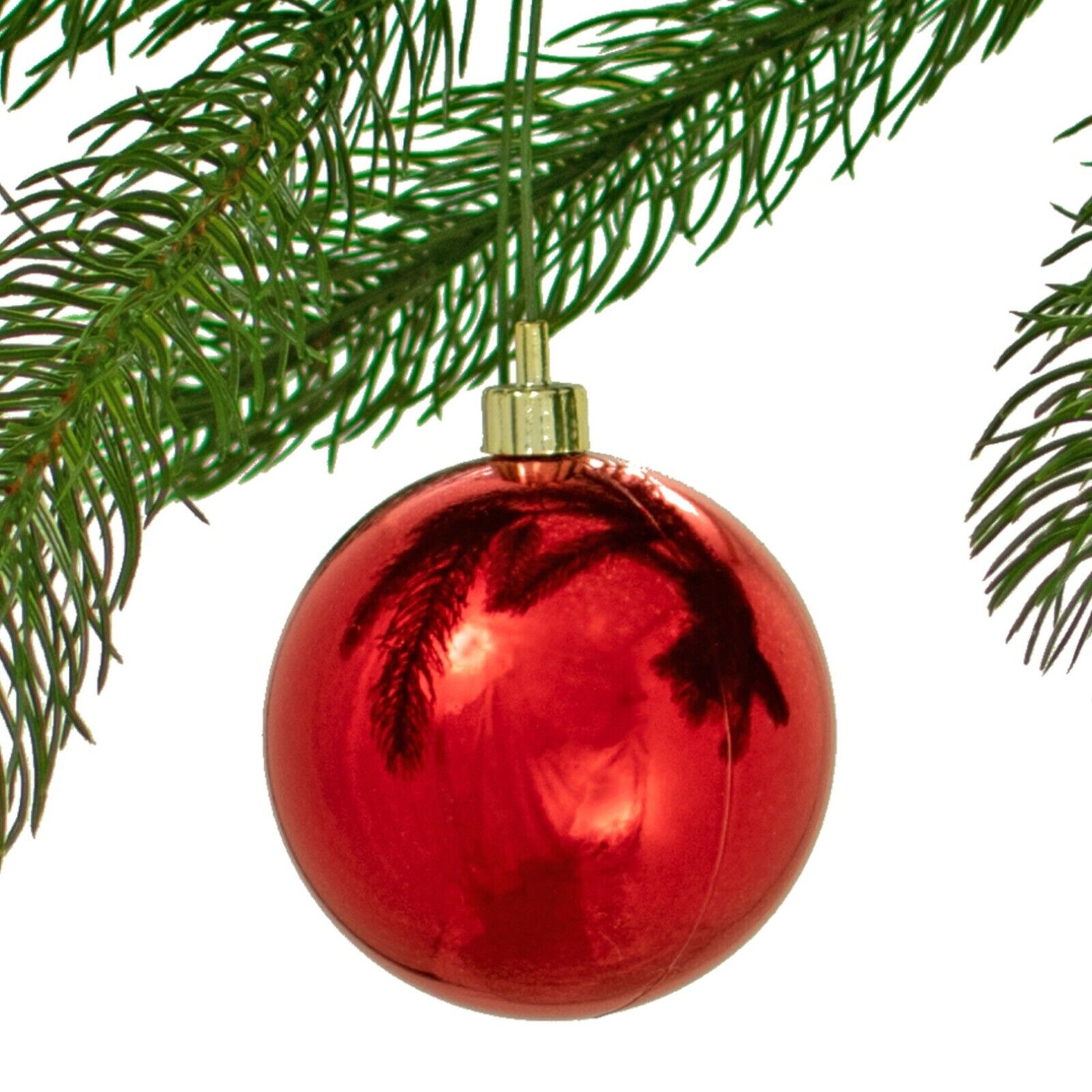 80MM Shiny Red Plastic Ball Ornaments Christmas Tree Decorations Bulk 48pcs