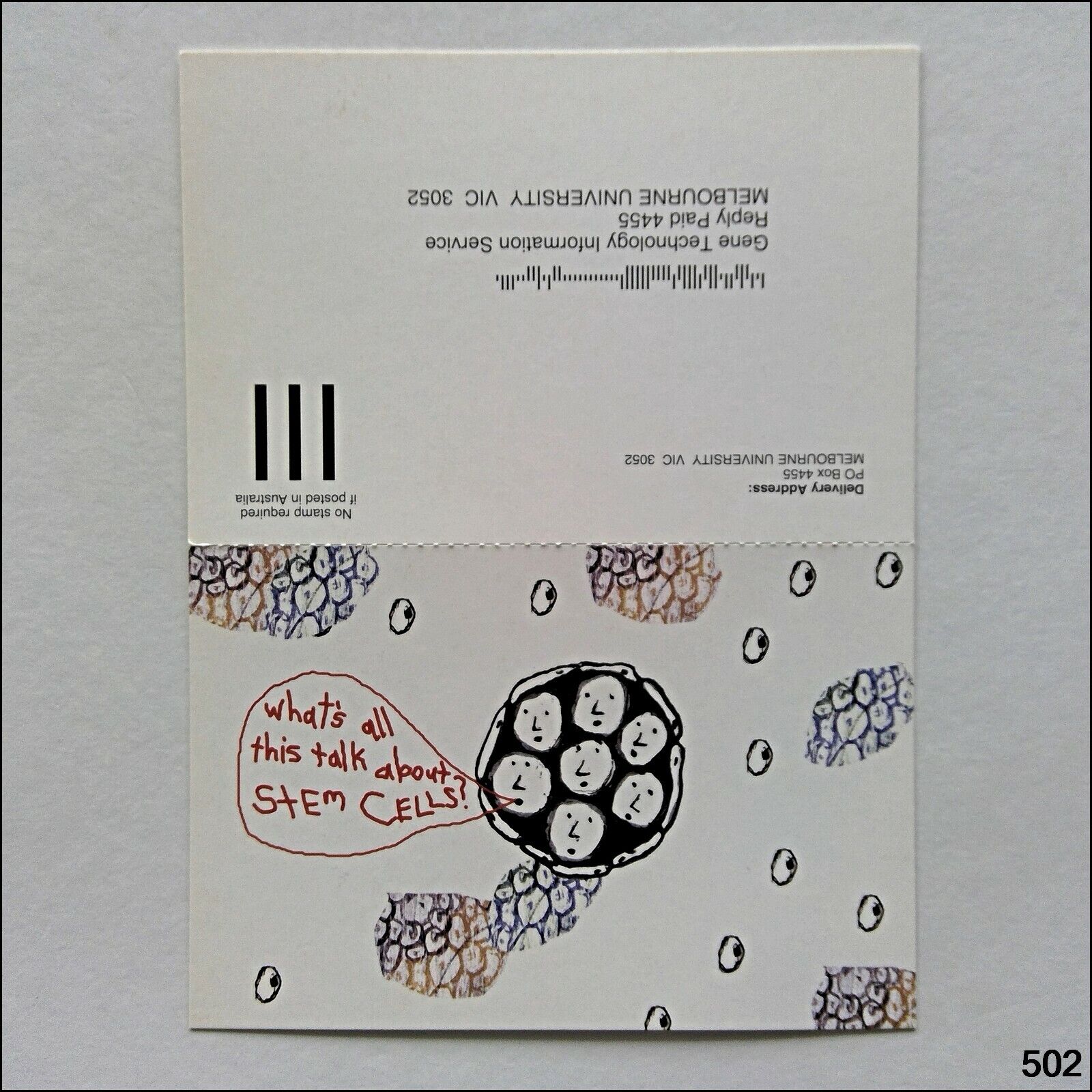 Avant Card #10539 Stem Cells Gene Technology Information 2006 Postcard (P502)