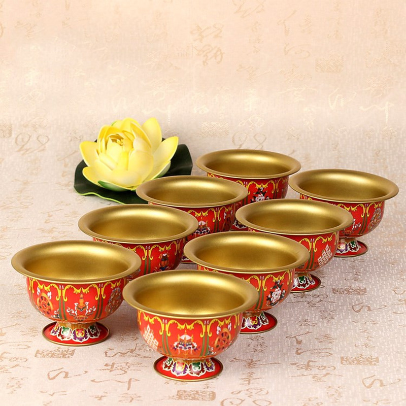 8pcs/lot Tibetan Buddha Bowl Talisman Water Holy Water Cup Buddhist Supplies Cup