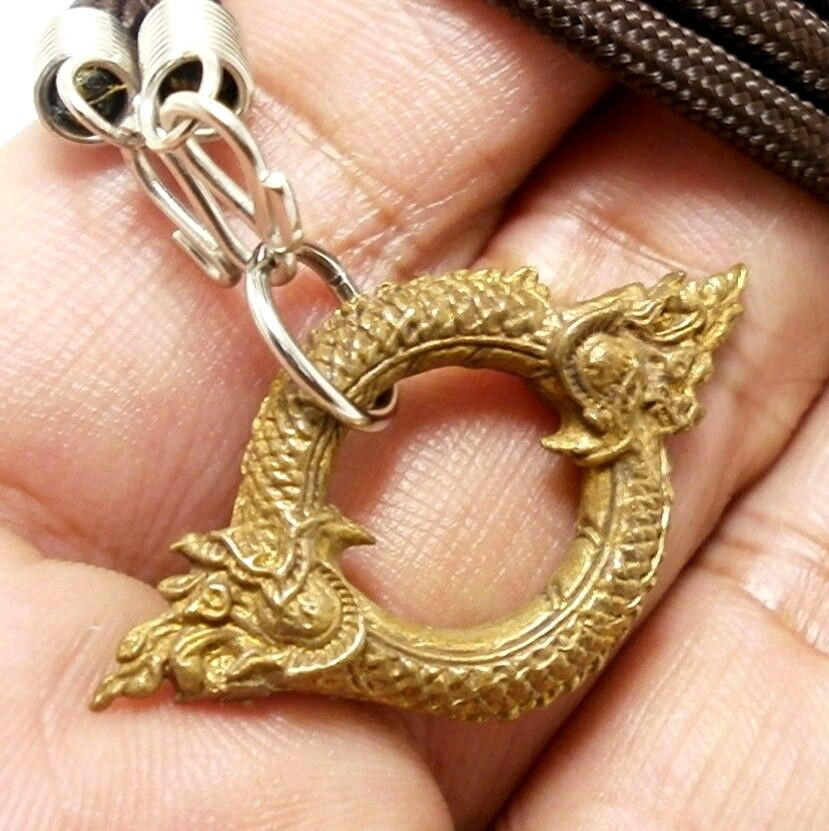 THAI LOVE SEX APPEAL ATTRACTION AMULET NECKLACE CHARM DUO NAGA NAK SNAKE PENDANT