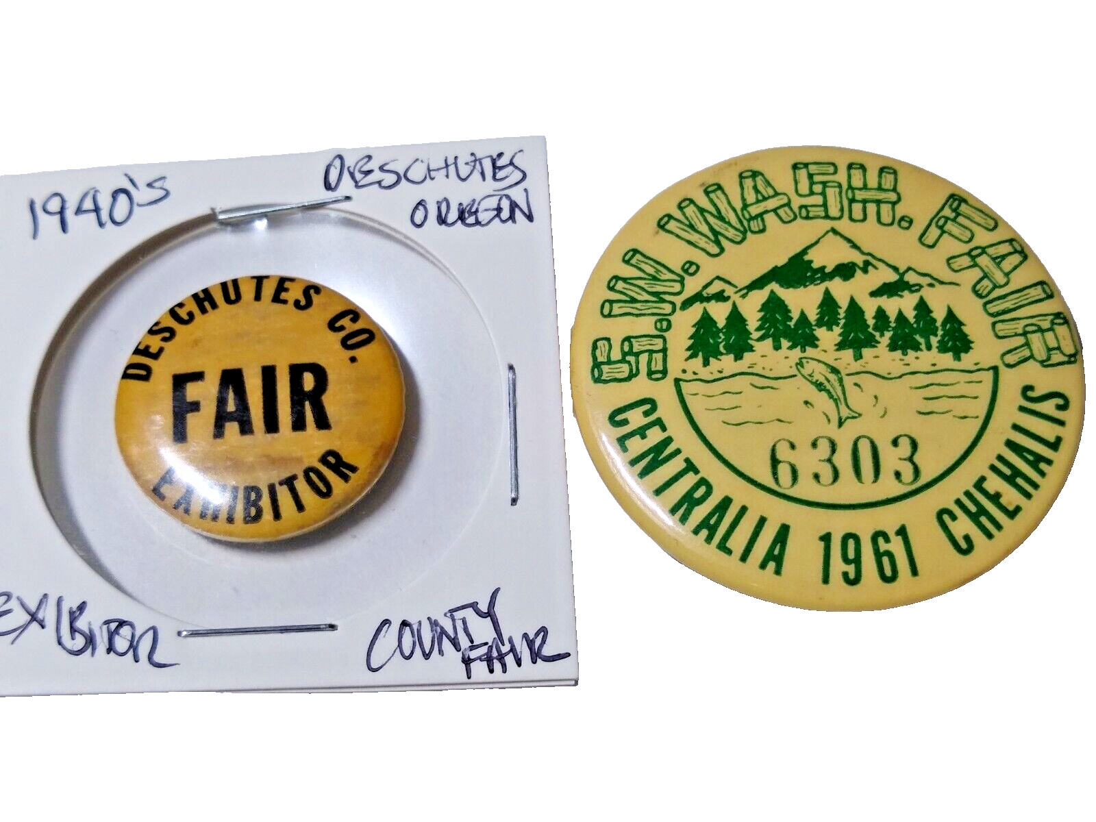 1940\'s Deschutes county Oregon / 1961 SW Washington fair exhibitors pins buttons