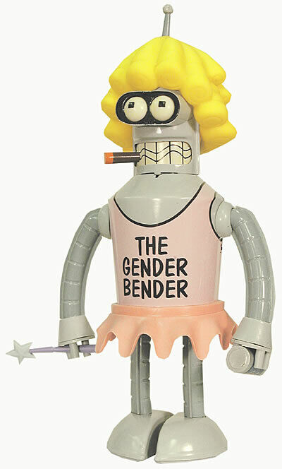 Futurama Gender Bender Tin Wind-Up Robot NIB BANNED ON AMAZON 