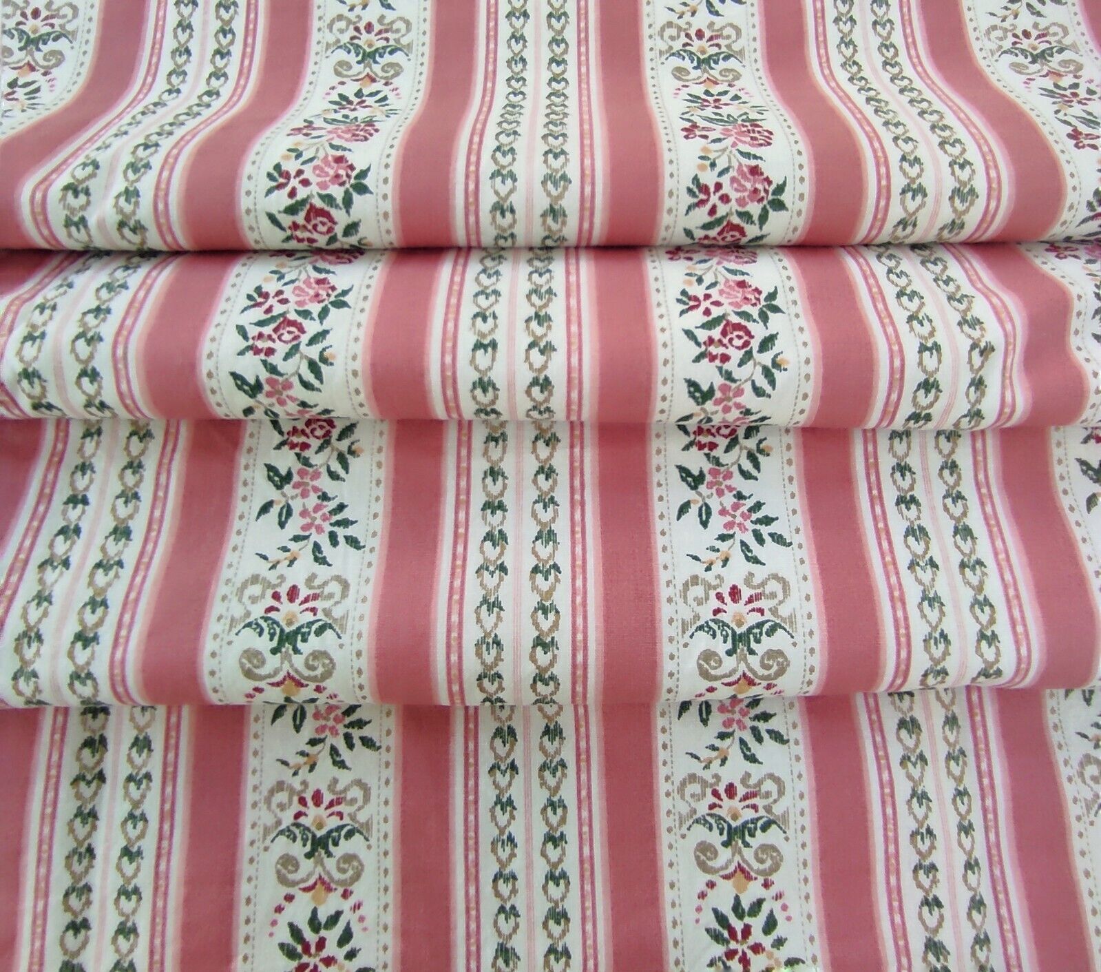 English vintage floral striped fabric cotton Pink quilting fabric 55\