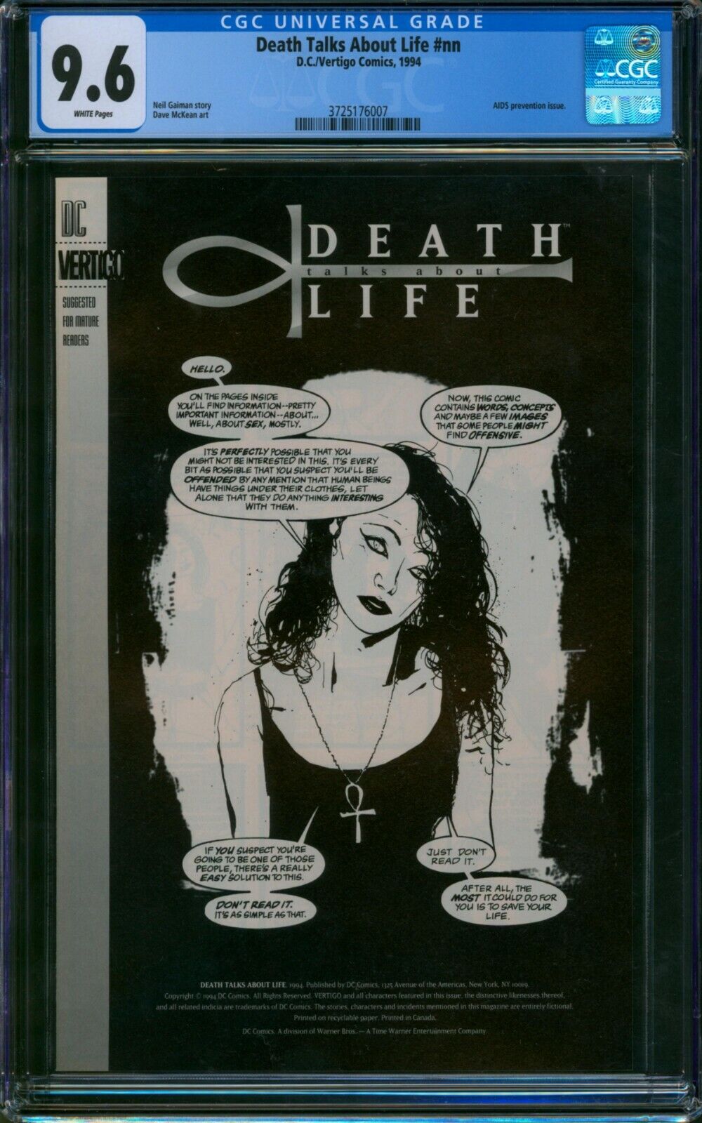 Death Talks About Life #nn 🌟 CGC 9.6 🌟 Neil Gaiman DC Vertigo Comic 1994