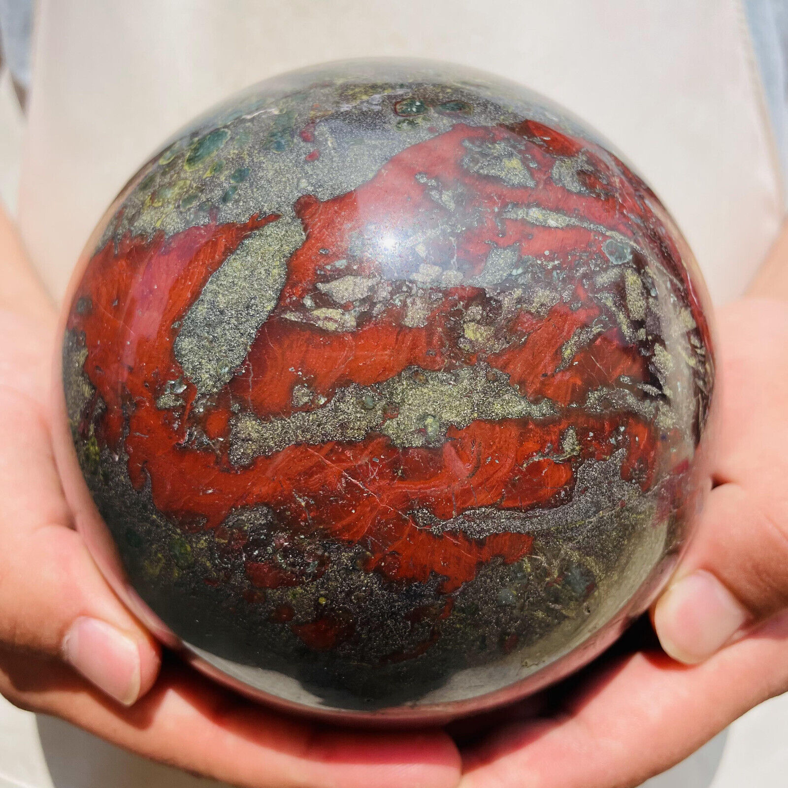 3260g Natural Dragon Blood Stone Sphere Quartz Crystal Mineral Reiki Healing