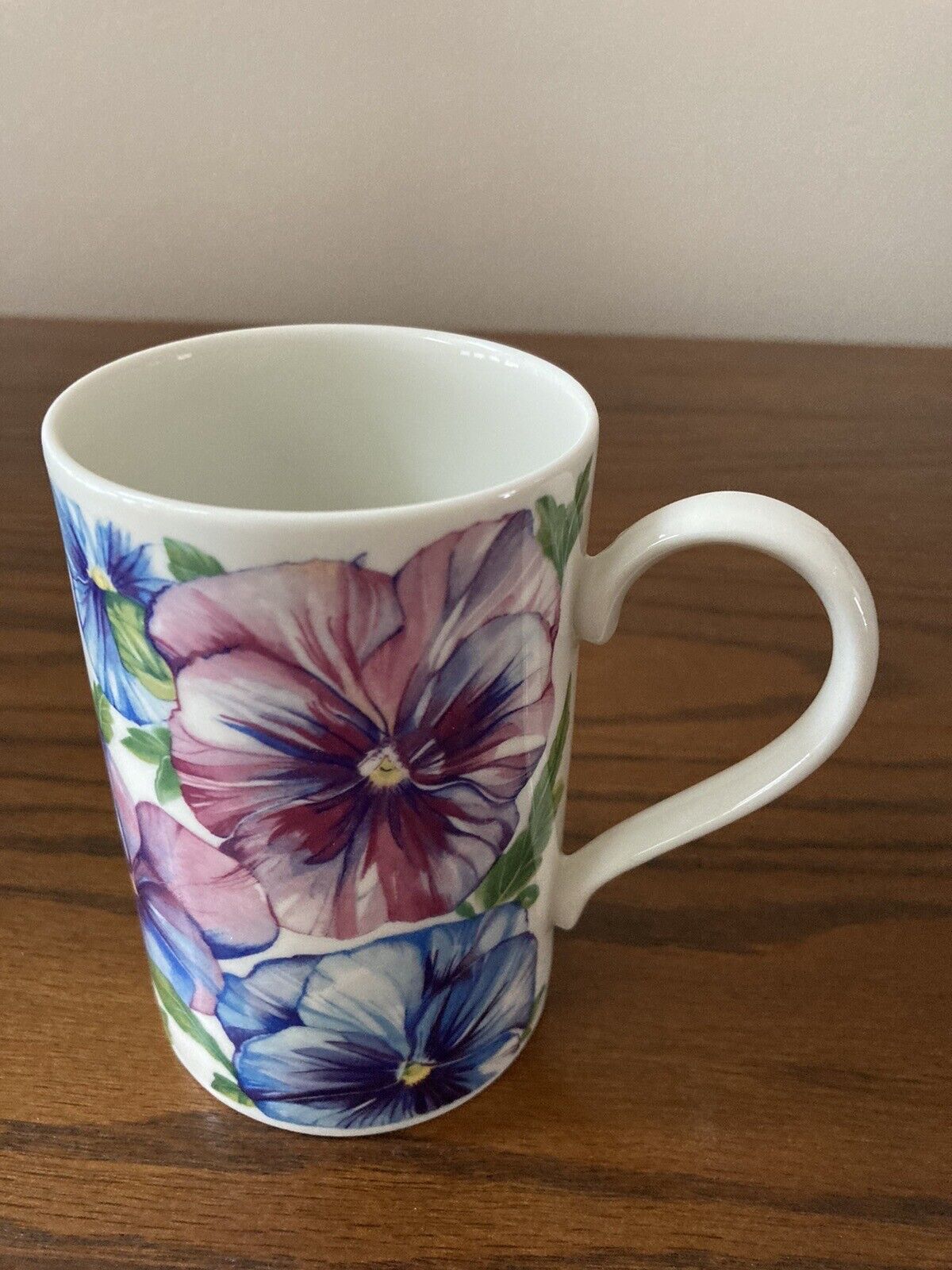 Dunoon Mug Coffee Cup  Stoneware  Scotland Floral Pansies Blue Purple