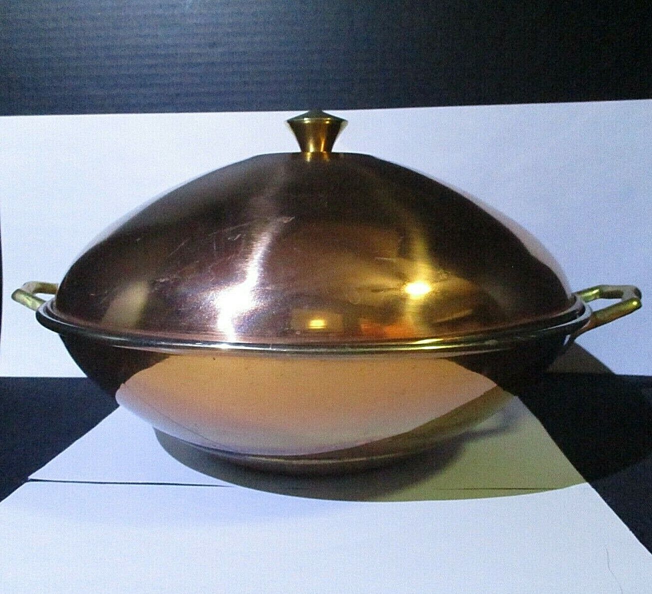 Double Handle, Solid Copper, Candy Kettle Pan Wok, 12.5\
