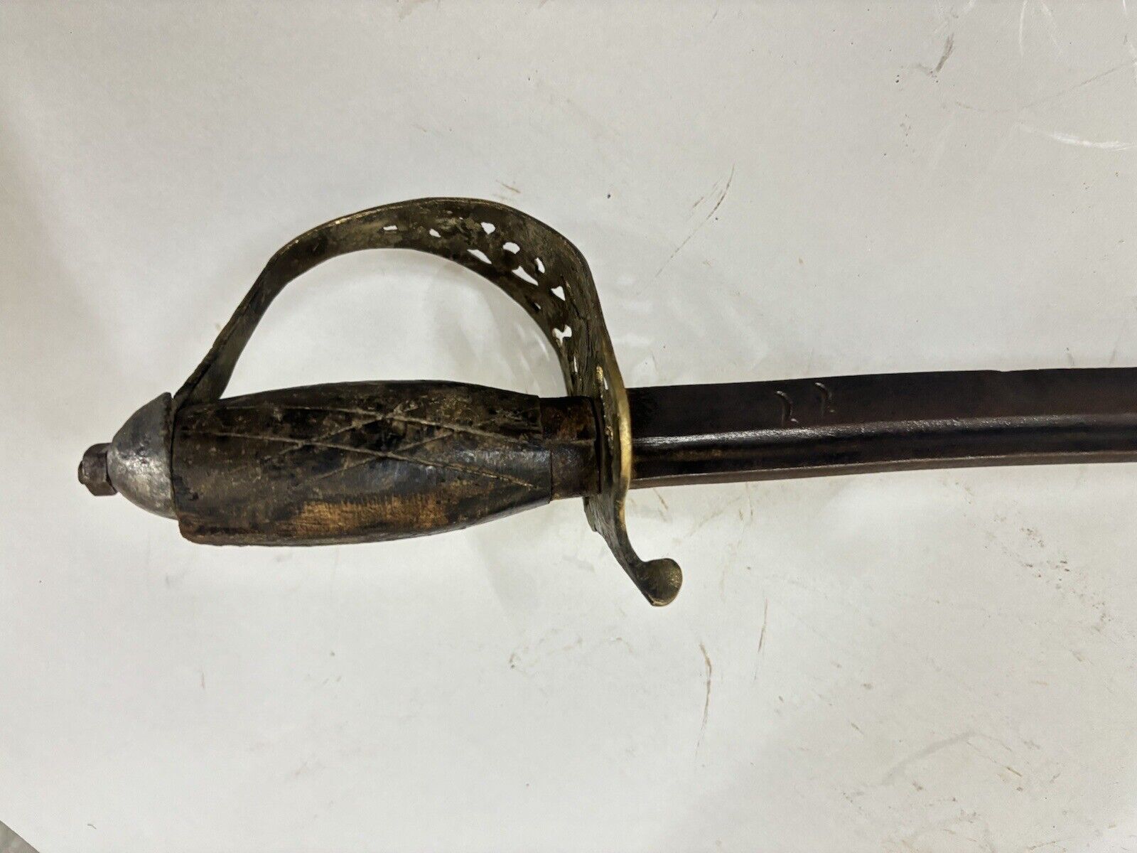 1919 Antique Saber Sabre Damascus Wootz Sword Old Rare Collectible