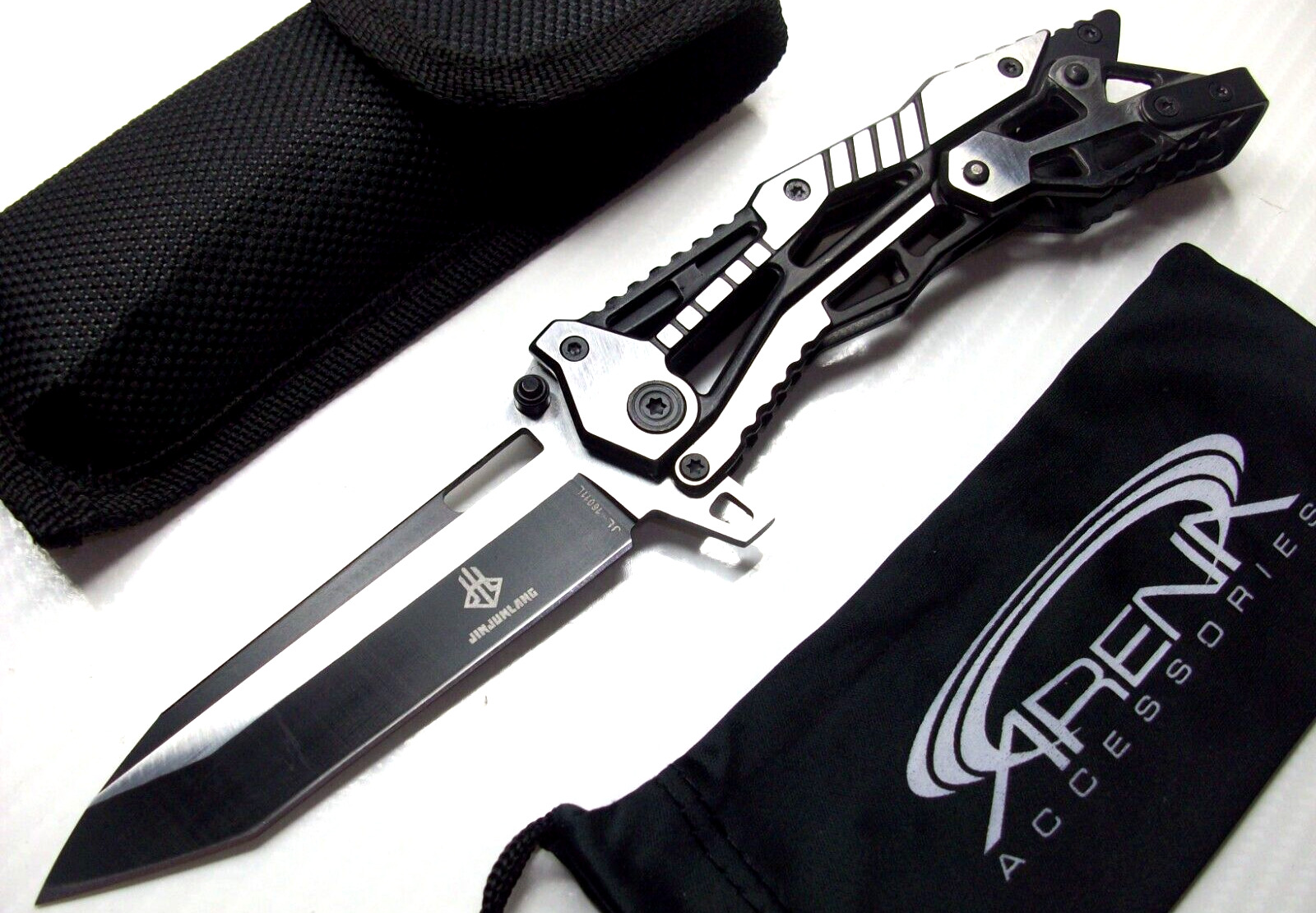 Jin Jun Lang Unique Manual Mechanical Lock Pocket Knife EDC Blade Tip-Up Carry