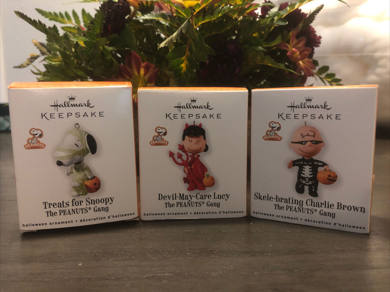 3 New 2010 Hallmark Halloween PEANUTS GANG ornaments Snoopy, Lucy, Charlie Brown