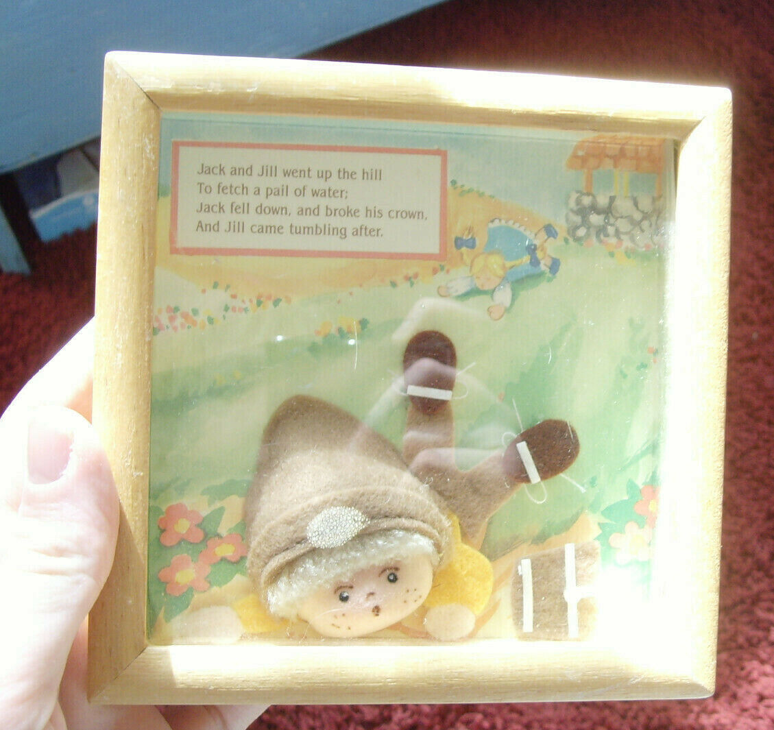 Vintage Jack Jill shadowbox frame nursery picture Emotions by Mattel 3D baby