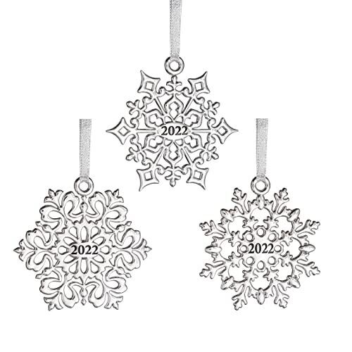 Klikel Christmas Ornament 2022 - Shiny Silver Christmas Ornament Set - Metal ...