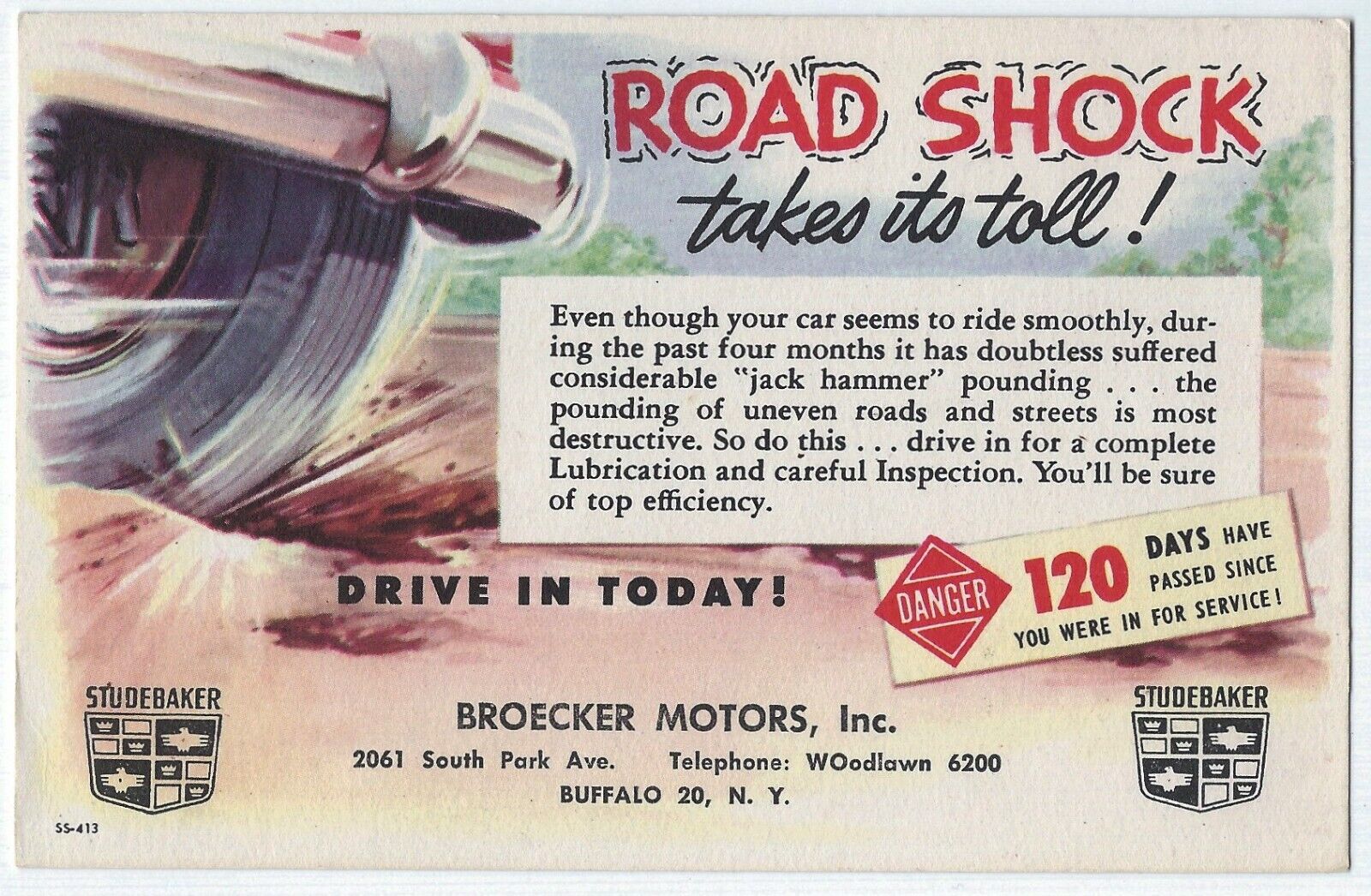 LOT Of 3: STUDEBAKER Service Postcard 1950s Broecker Motors NY BUFFALO New York
