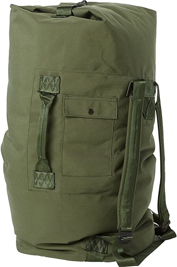Military Duffle Bag USGI OD Green Nylon Sea Bag Carry Straps Army Duffel