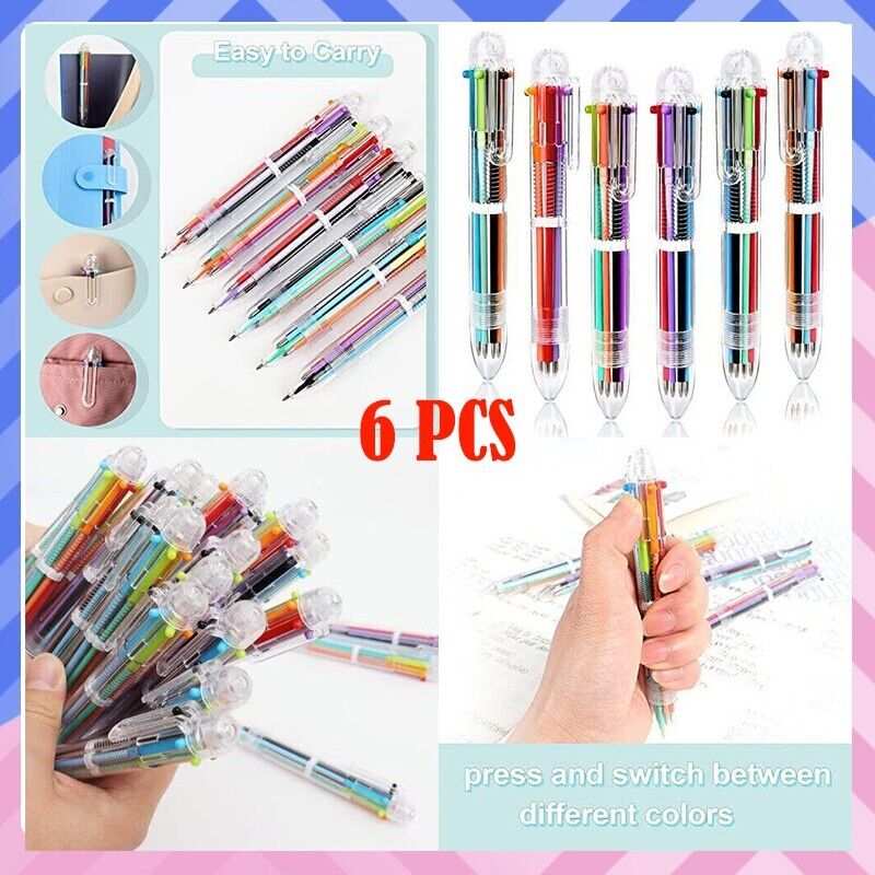 6Pcs 6 Colors Ball Point Pens Ballpoint Pen For Office School Kids