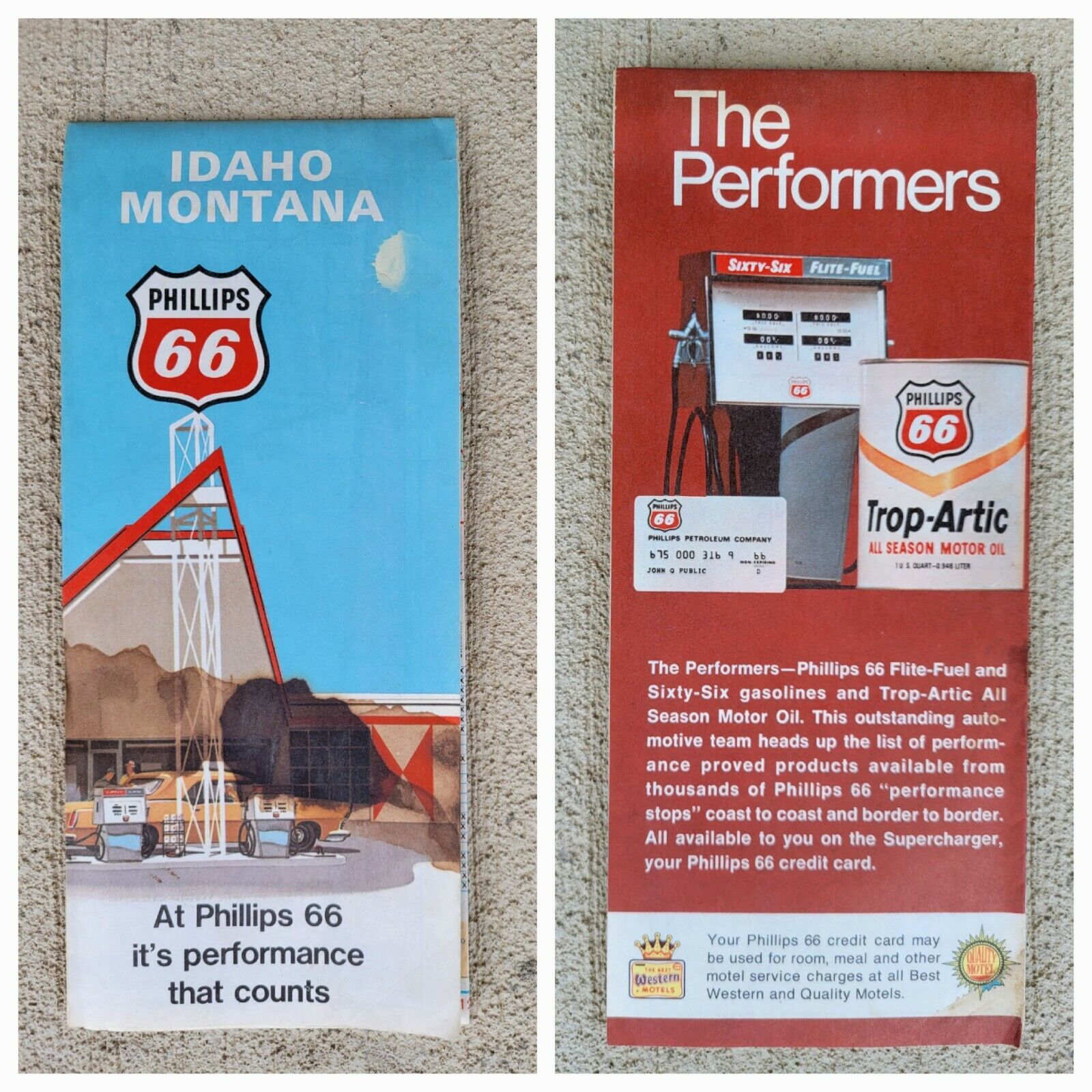 VTG 1970 Phillips 66 Road Map Idaho Montana Fold-Out with Attractions Imperfect