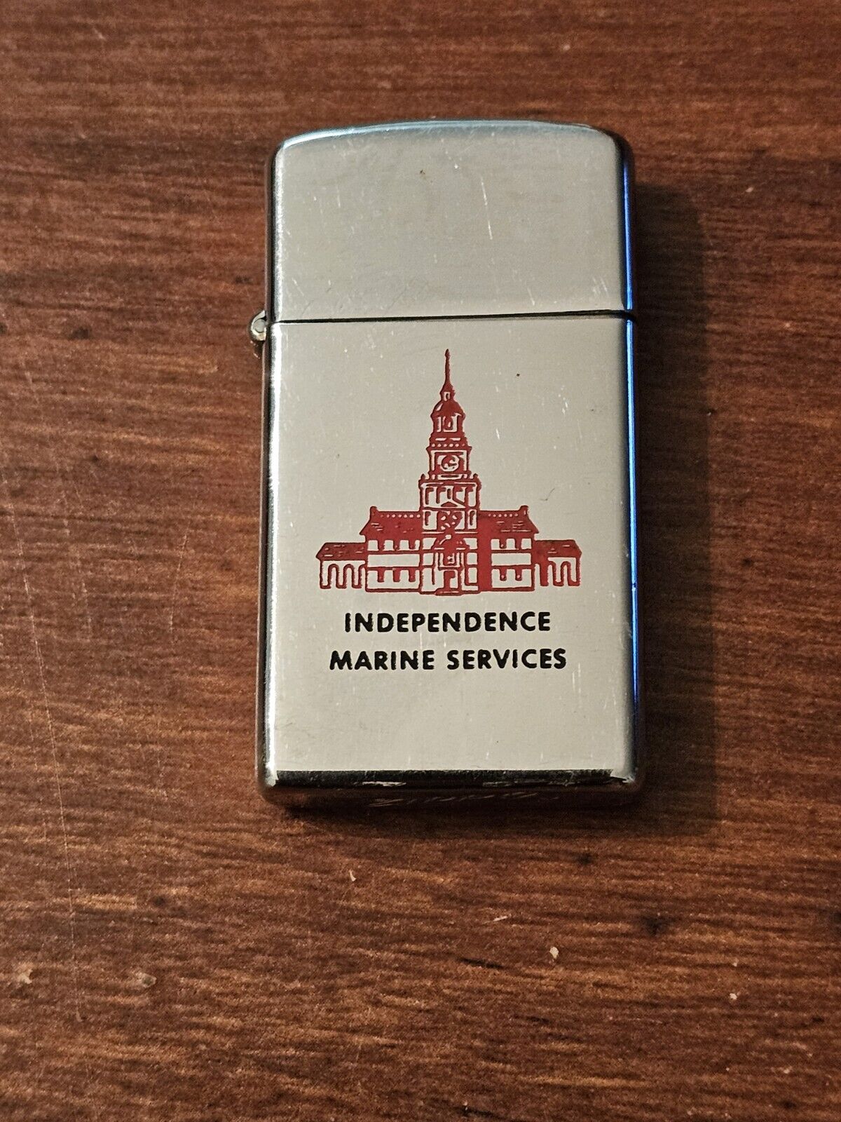 1959 Zippo Slim Lighter Vintage Advertisement Independence Marine Services VTG