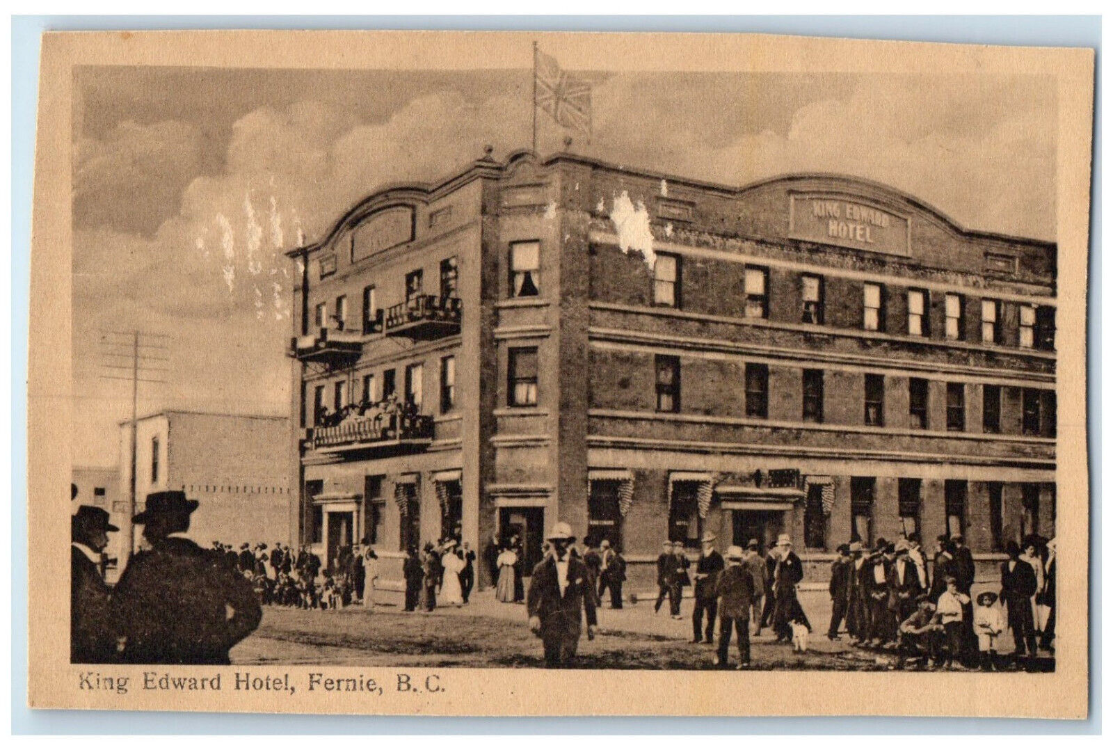 c1920's King Edward Hotel Fernie British Columbia Canada Antique Postcard