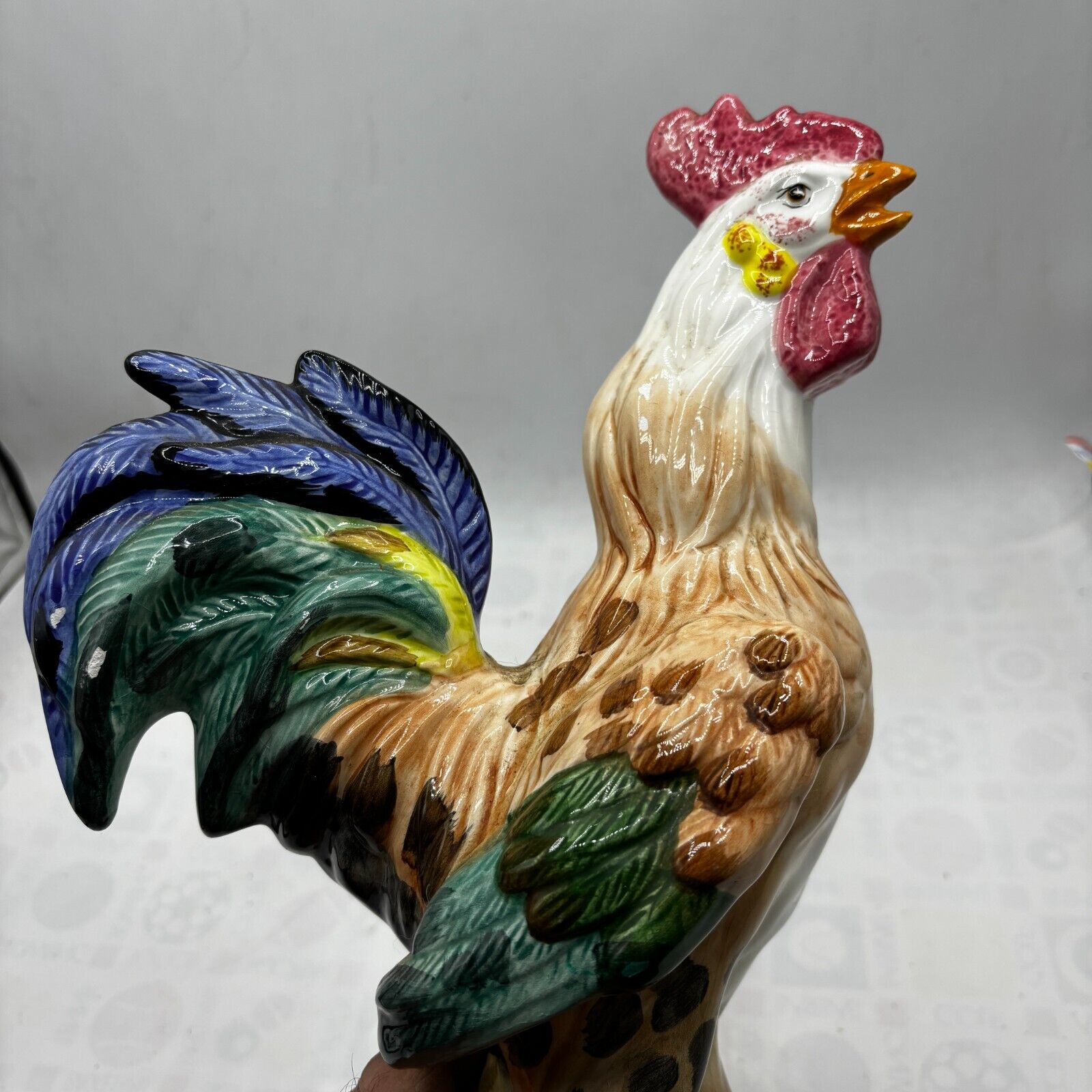 Vintage Porcelain Rooster 14” Tall Life Size