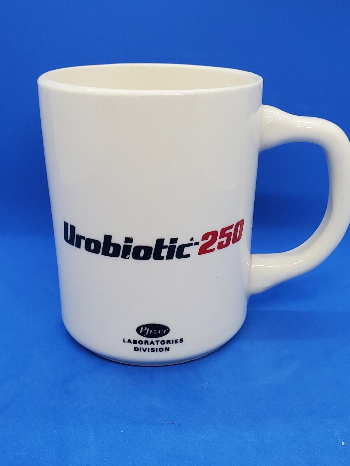 RARE VINTAGE UROBIOTIC 250 Antibiotic Drug Coffee Mug Cup Pfizer Labs UTI USA