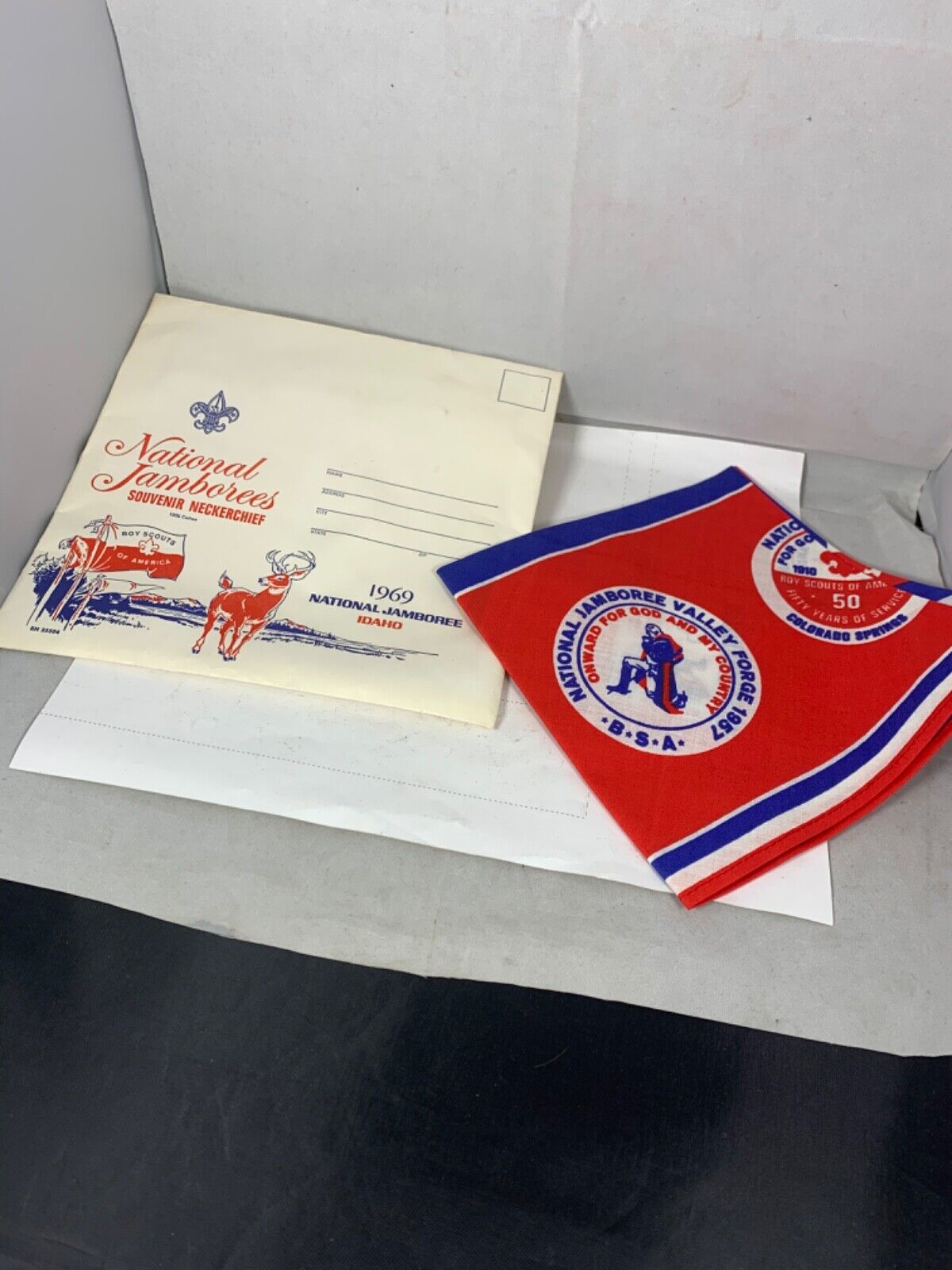 Vintage 1969 National Jamboree Boy Scout Neckerchief NOS w/envelope 