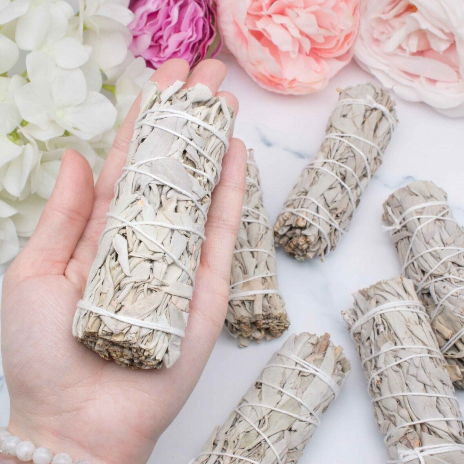 10X Cali White Organic Sage Smudge 4\'\'-5\'\' Wands House Cleansing Negativity 