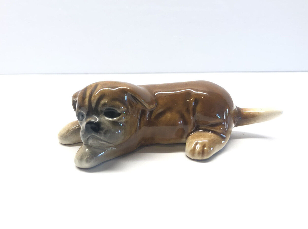 Vintage Goebel West Germany Boxer Puppy Dog Porcelain Figurine Figure