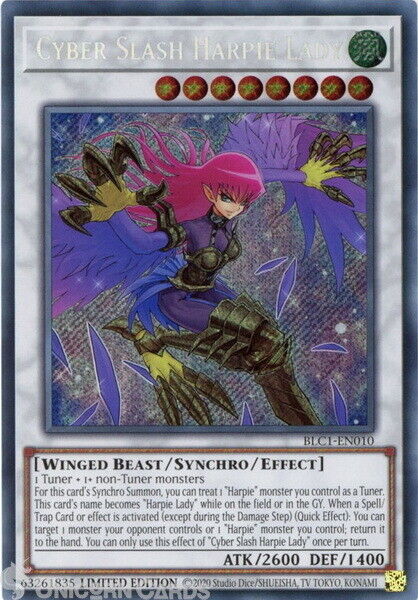 BLC1-EN010 Cyber Slash Harpie Lady : Secret Rare Limited Edition YuGiOh Card