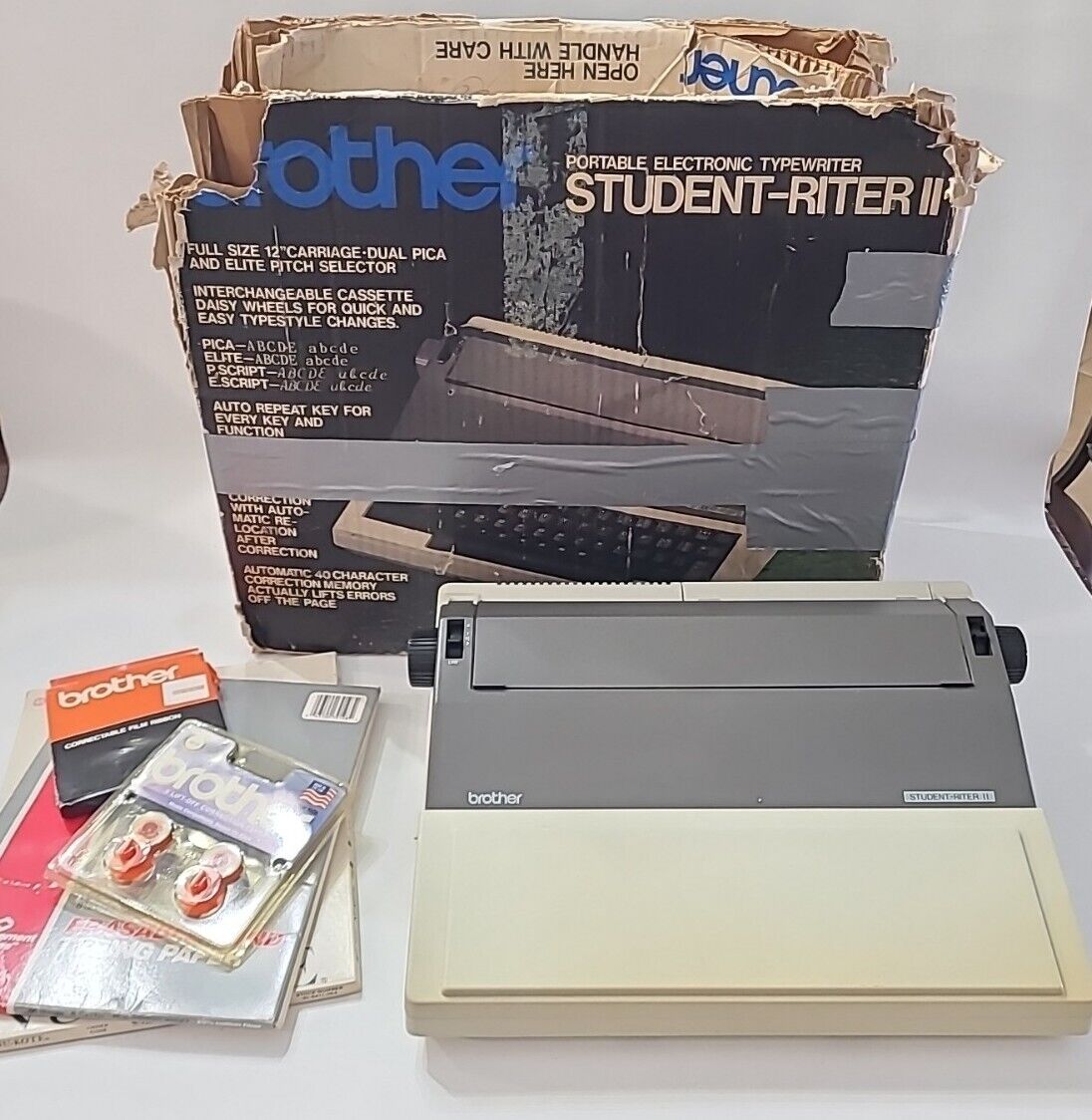 Brother Student-Riter II Portable Electronic Typewriter AX-12 & Extras Vintage ⬇