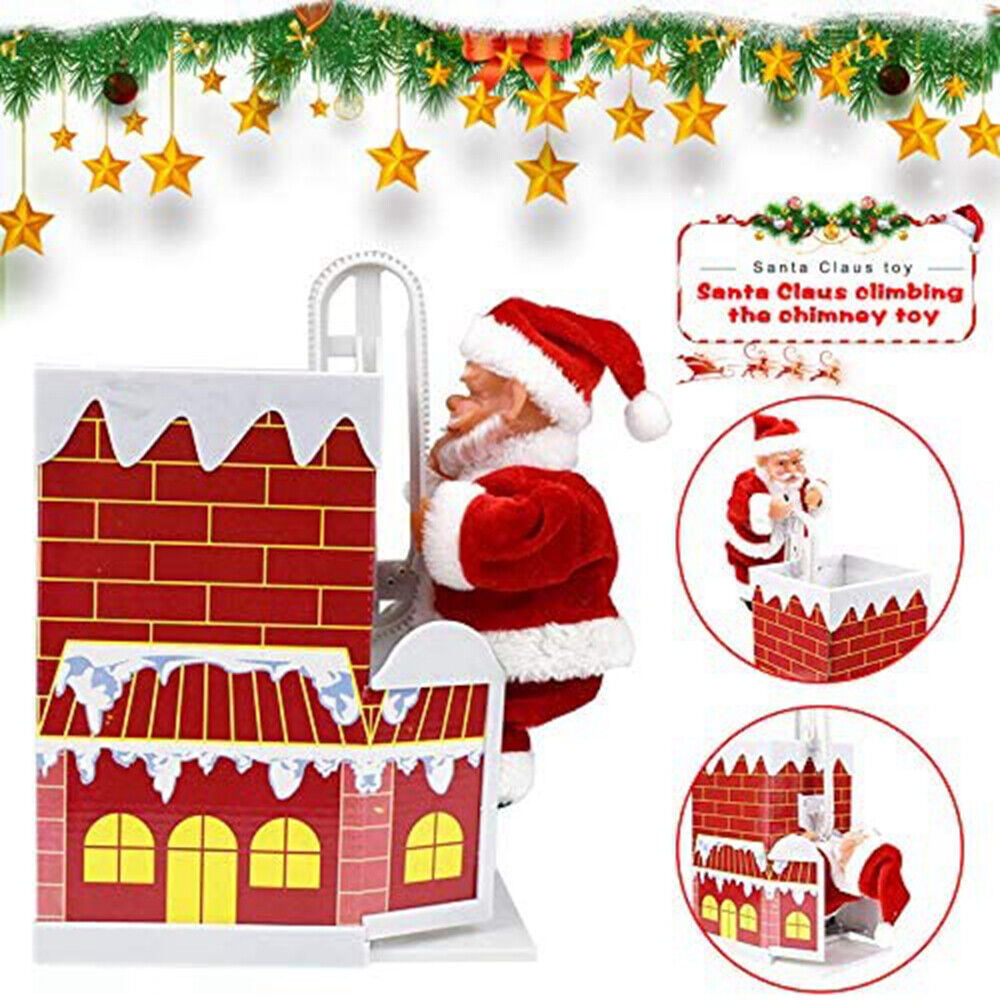 Animated Electric Climbing Ladder Santa Claus Doll Party Musical Christmas Decor