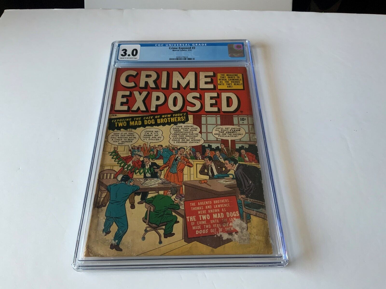 CRIME EXPOSED 2 CGC 3.0 PRE CODE CRIME NEW YORK MAD DOGS PSYCHIATRY MARVEL 1951