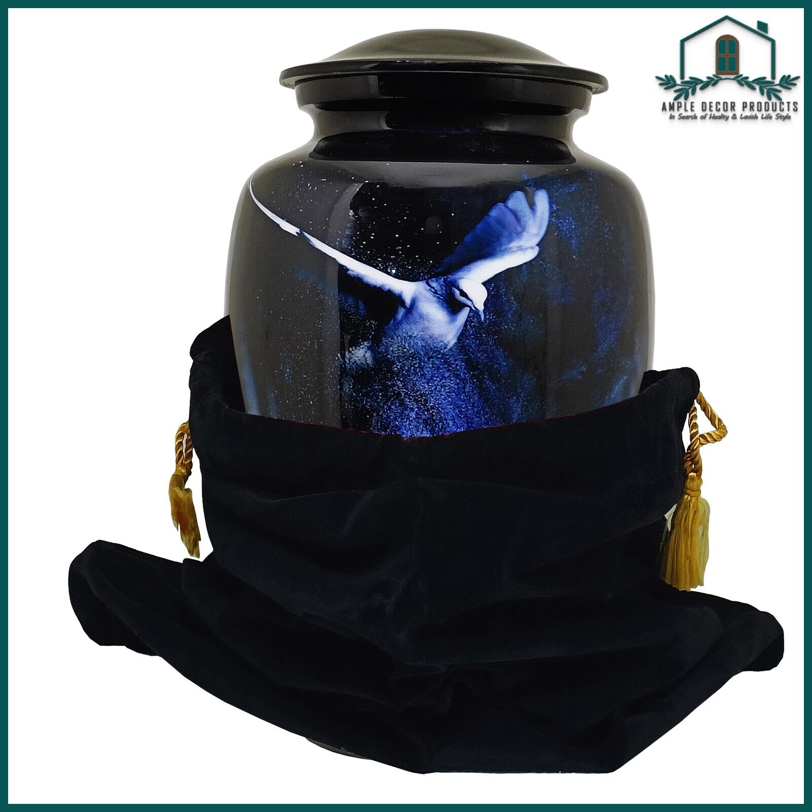 Glass Cremation Urns for Human Ashes - Transparent  Flying Pigeon Urn With Bag
