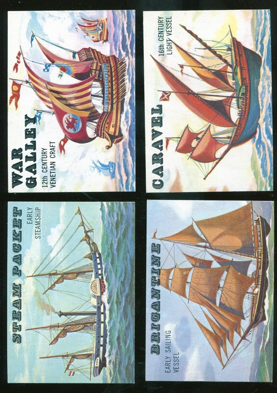 Lot of 4) 1955 Topps Rails and Sails cards. 
