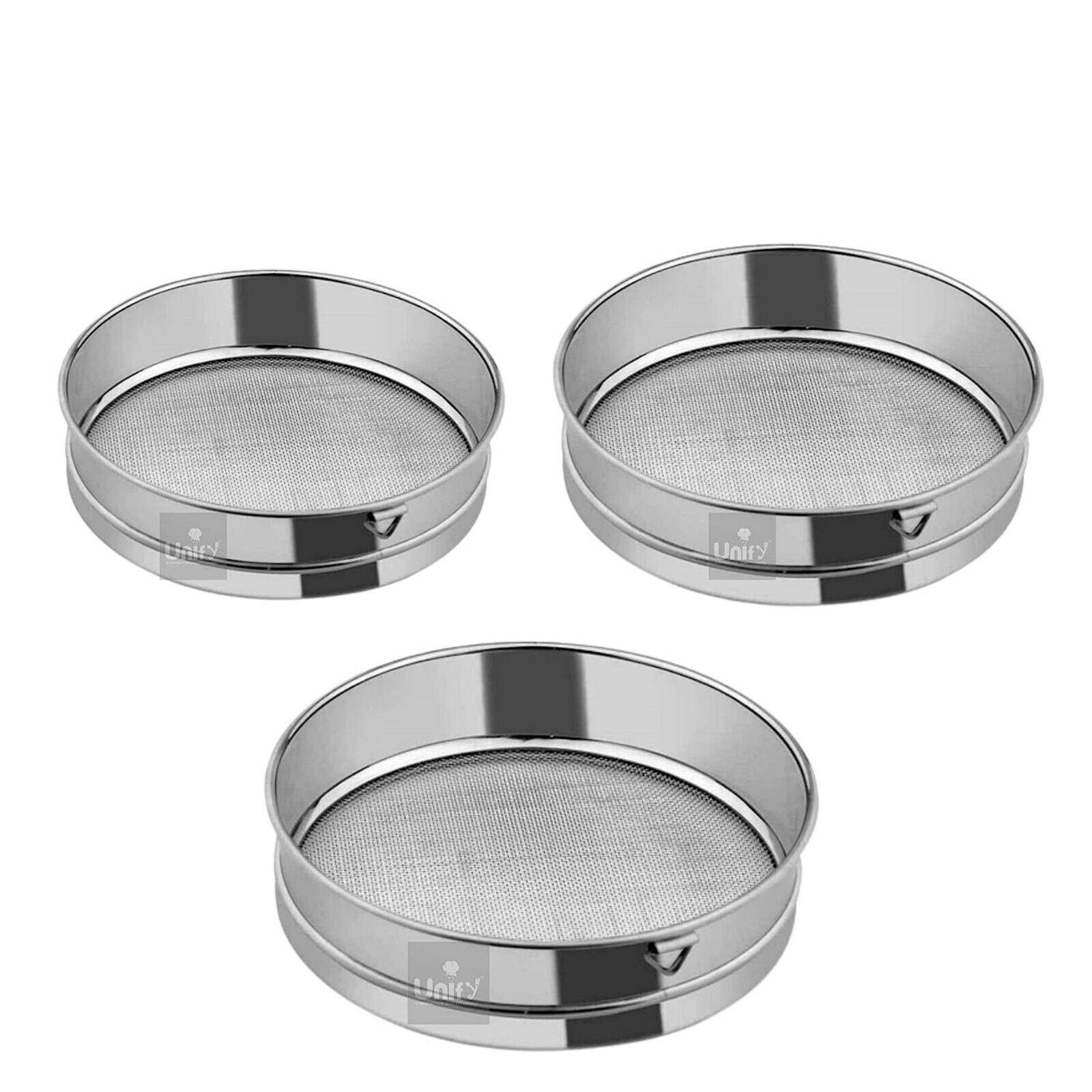 Silver Stainless Steel Flour Strainer for Kitchen Pieces Of 3