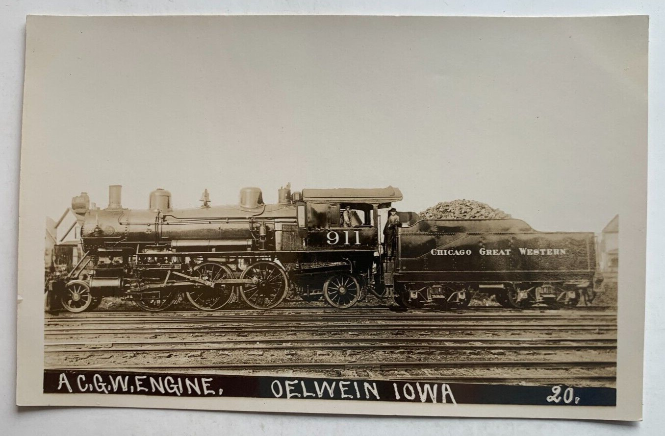 c1910s RPPC Real Photo Postcard Chicago Great Western Railroad Engine Locomotive