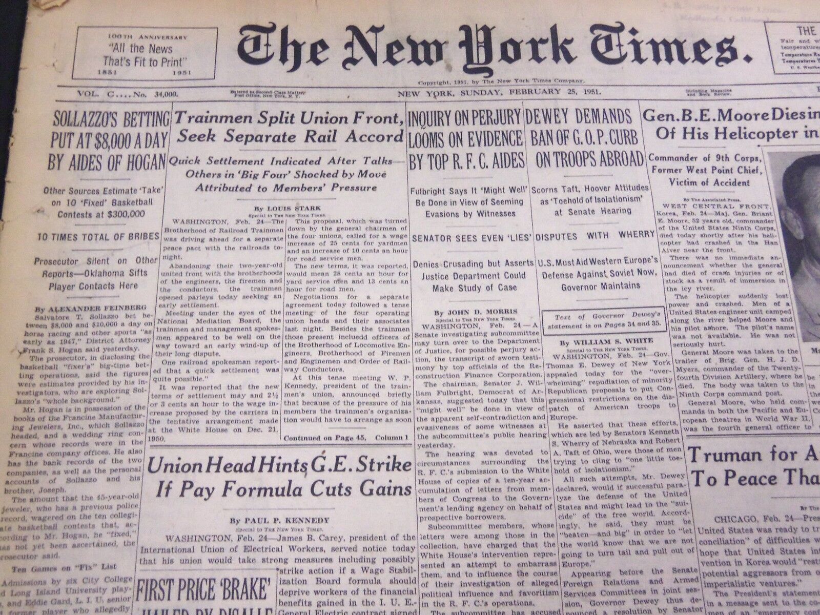 1951 FEBRUARY 25 NEW YORK TIMES - SOLLAZZO BETTING $8,000 A DAY - NT 4287