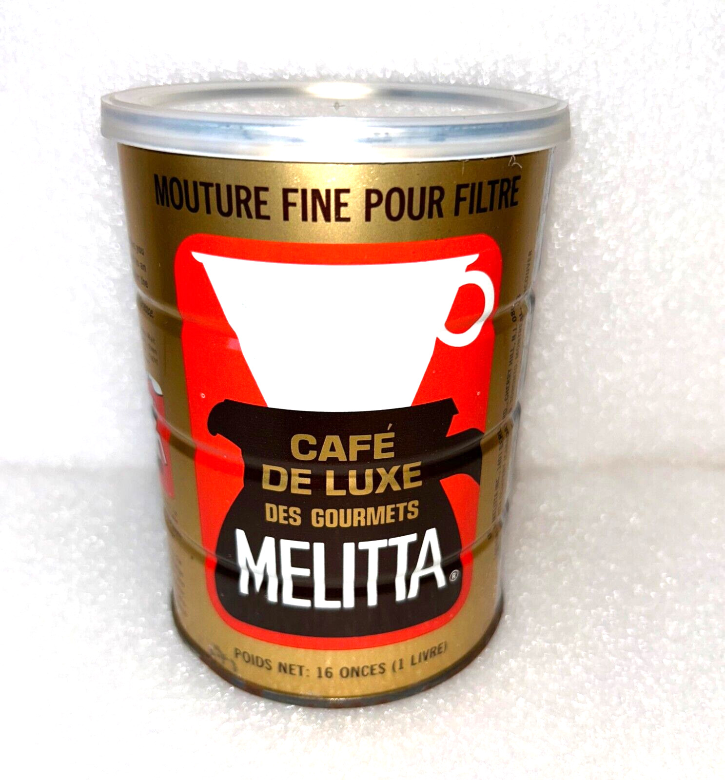 VTG Melitta Coffee Deluxe Gourmet 16 OZ Fine Grind Plastic Lid FULL UNOPENED CAN