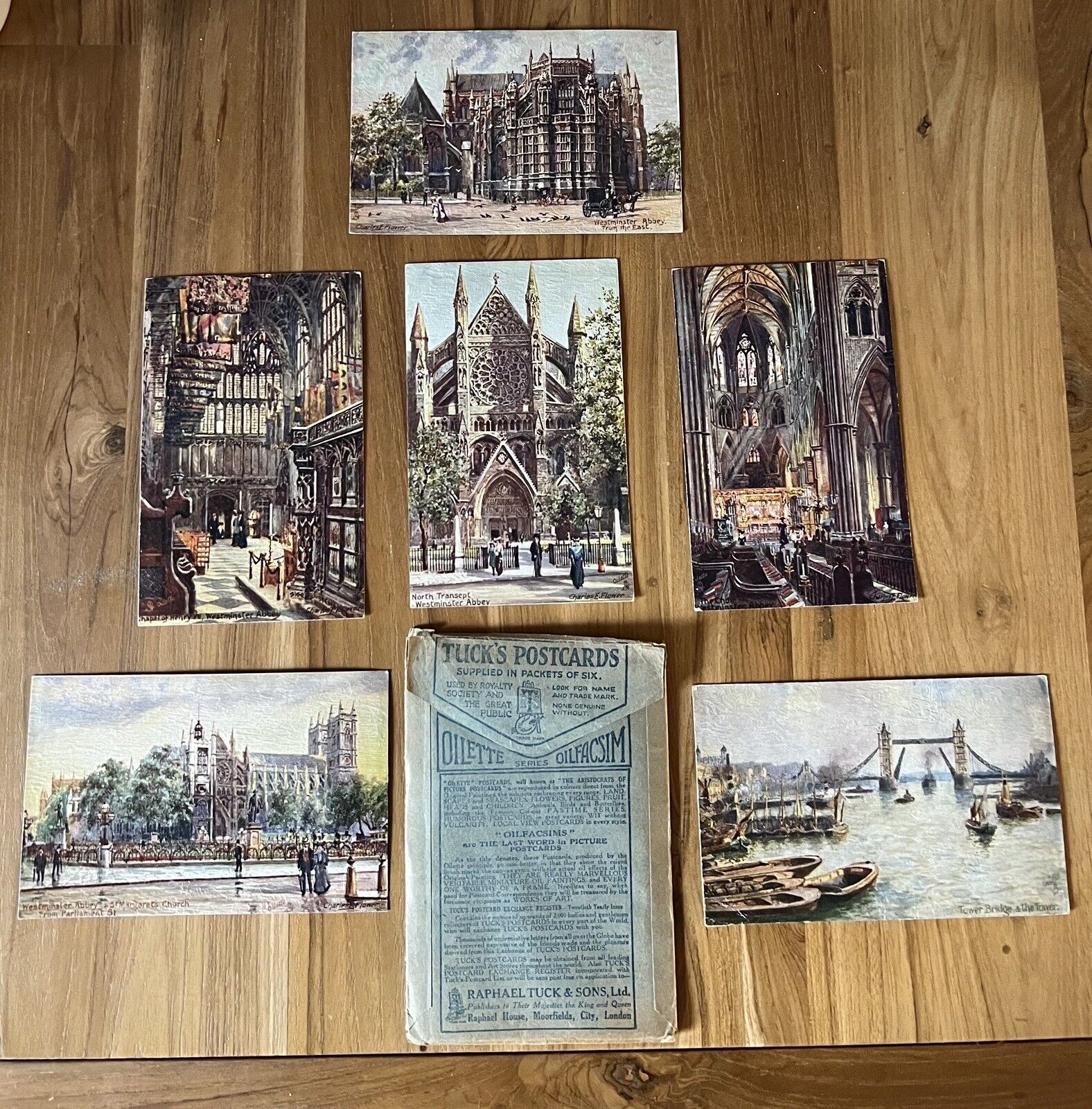 Pack Of 6 Tucks Post Cards Oilfacsim Series Westminster 1910 Complete Set Unused
