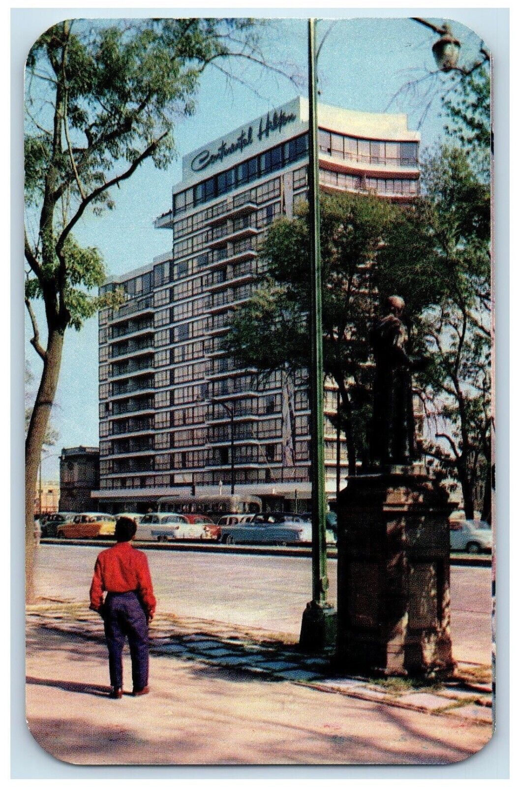 1960 Hotel Continental Hilton Building Man Mexico DF Mexichrome Vintage Postcard