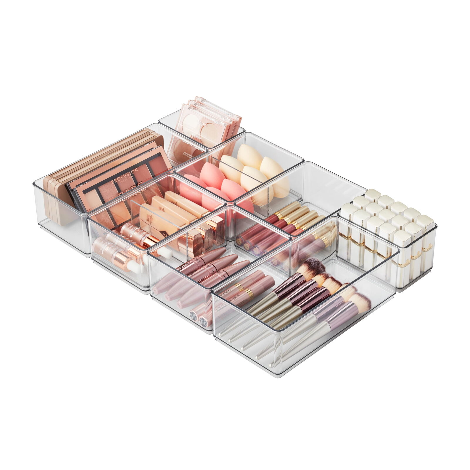 8 Piece Clear Plastic Beauty Drawer Edit Storage System