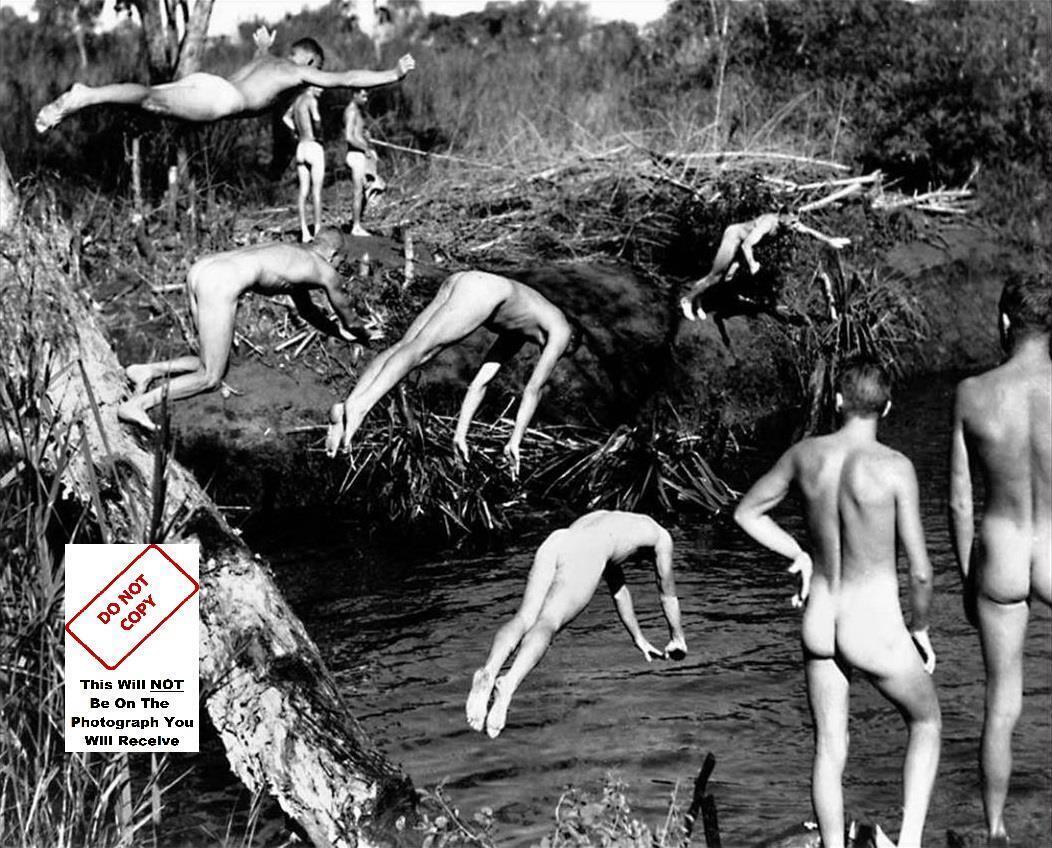 Sexy Soldiers Swimming Gay Men Homosexual Butt Babe Man Vintage 8x10 Photo 9755