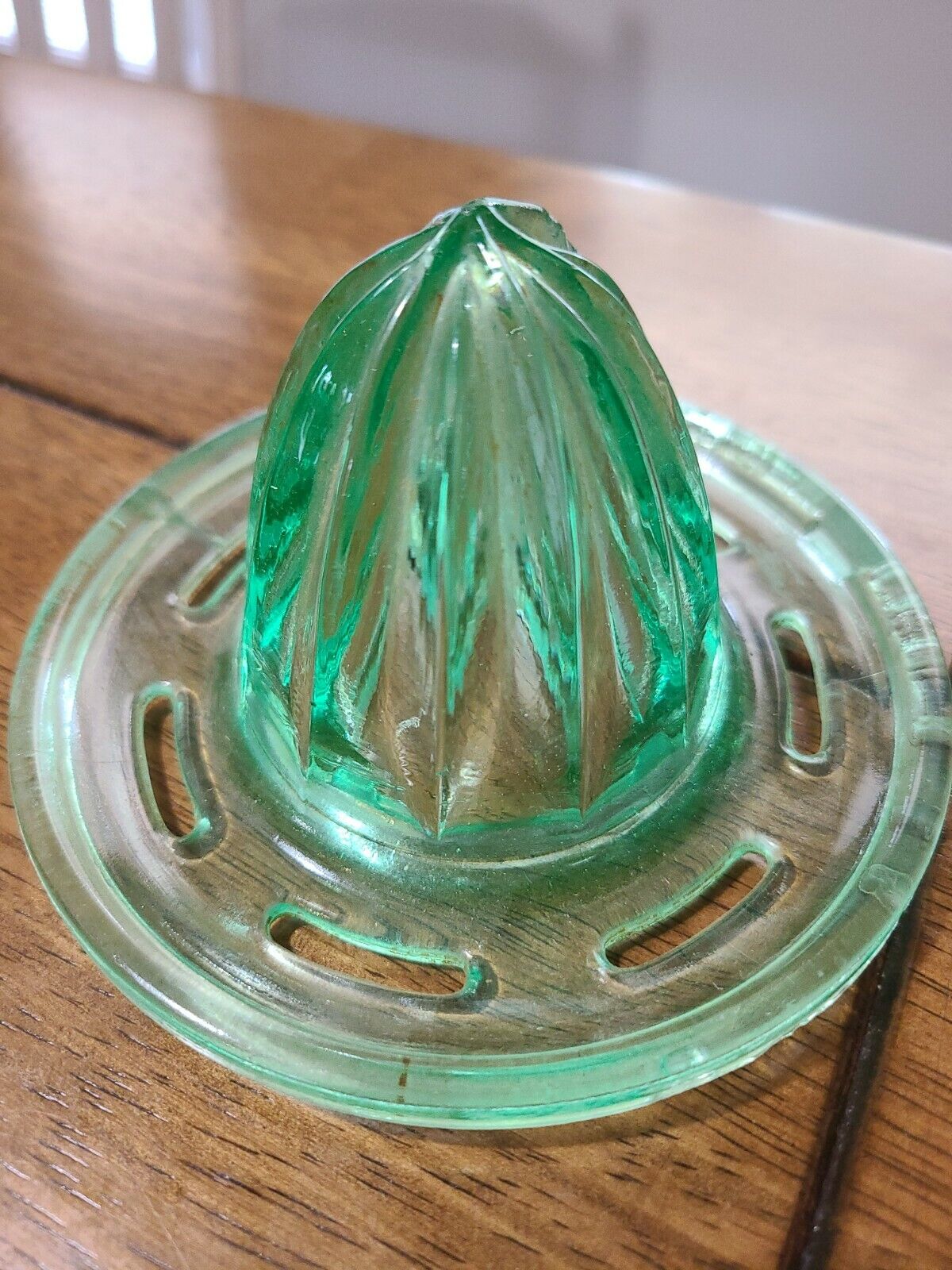 Vintage Green Uranium Depression Glass  Juicer Reamer Top For Measuring Cup