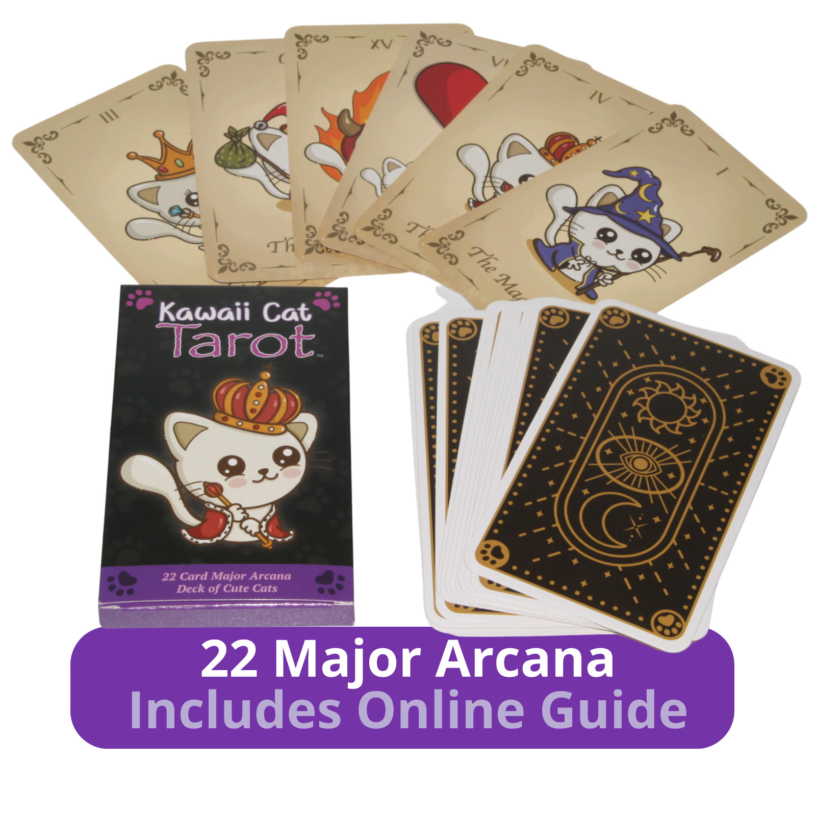 Tarot Cards for Beginners - Cat Tarot Deck | Kawaii Tarot | Only 22 Major Arcana