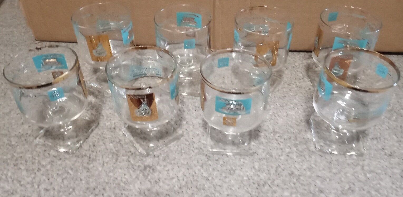 8 Vintage Southern Comfort Steamboat Footed Rocks Cocktail Glasses Paddle boat