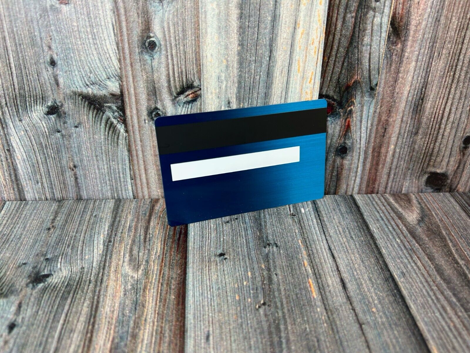 BRUSHED BLUE Credit Card Blank w/ Chip Slot Mag Strip Black